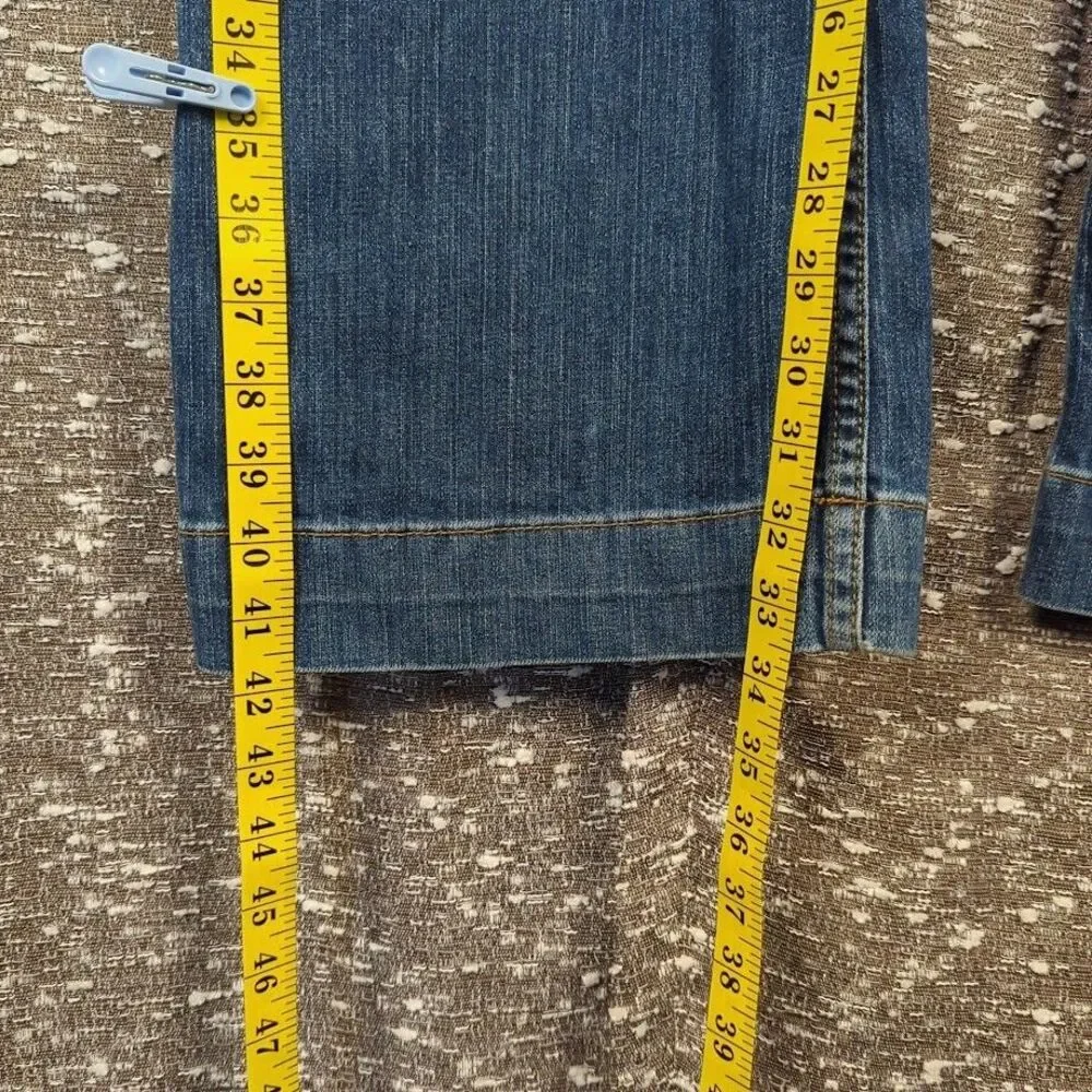 Vintage Y2K Allen B‎ Schwartz Frayed Embellished Flare Denim Jeans Women's 29